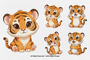 15 Bundle Watercolor Tiger Orange, an Animal Illustration by Morspective (Thumbnail 6 of 8)