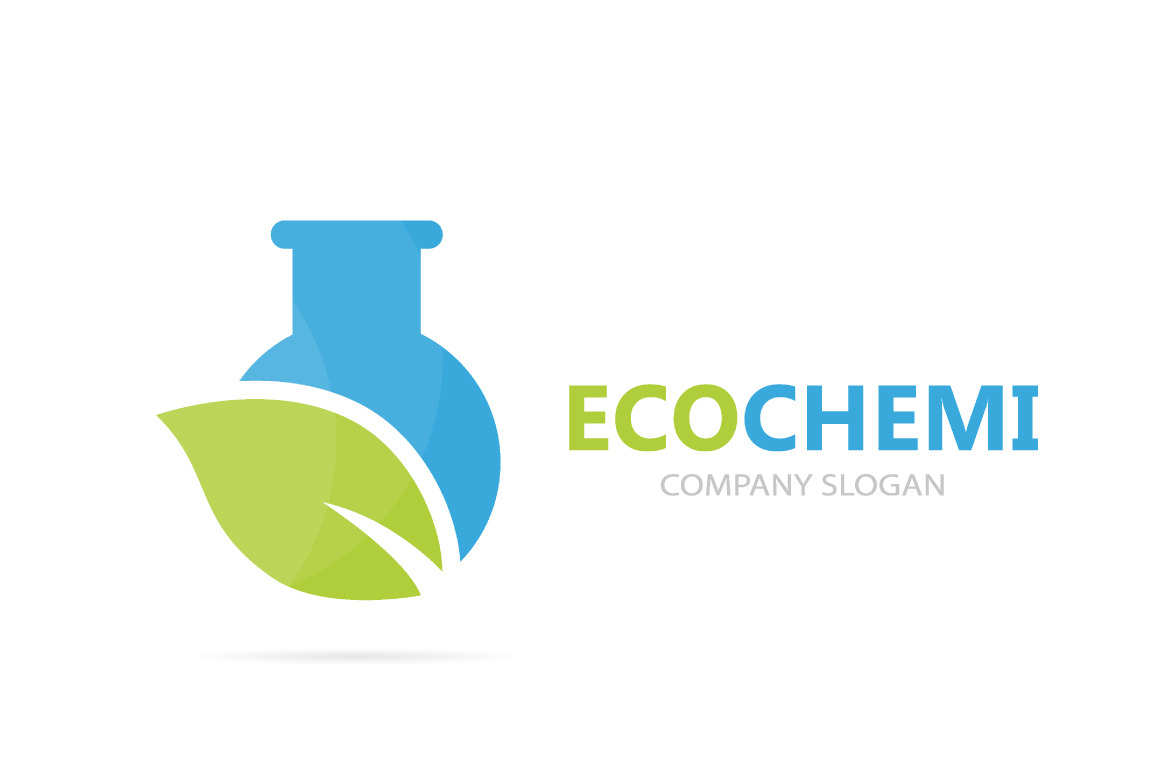 Vector of flask and leaf logo combination. Laboratory and eco symbol or ...