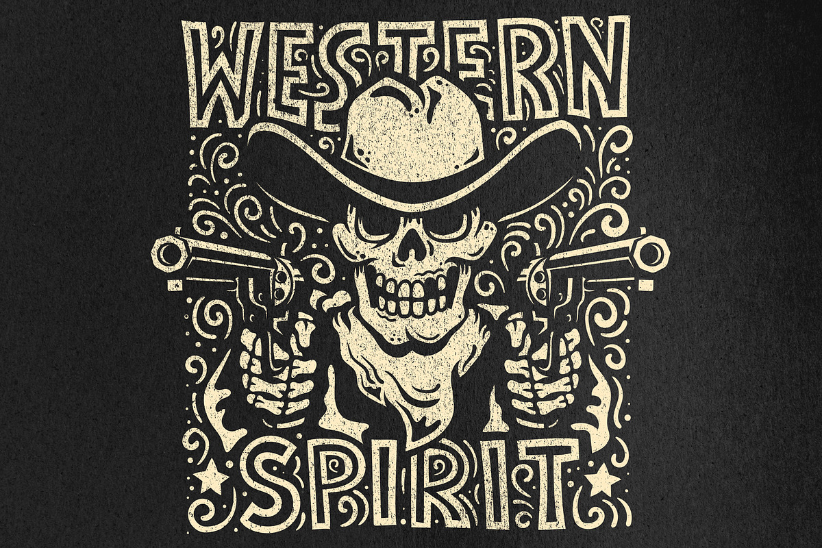 Western Cowboy Skull Print, a Decorative Illustration by Agor2012 shop (Photo 2 of 8)