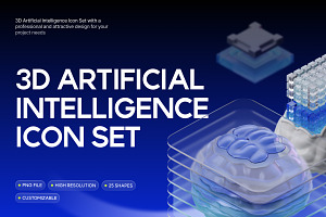 3D Artificial Intelligence Icon Set