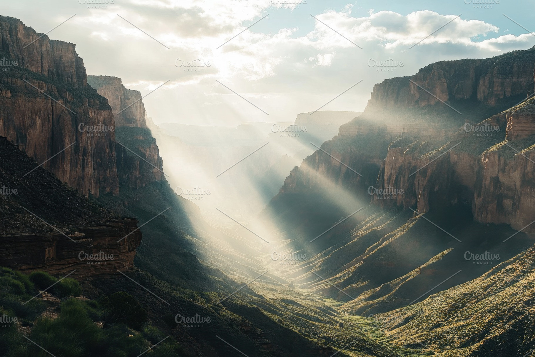Breathtaking canyon vista with sunbe, a Photo by Iftikhar Alam