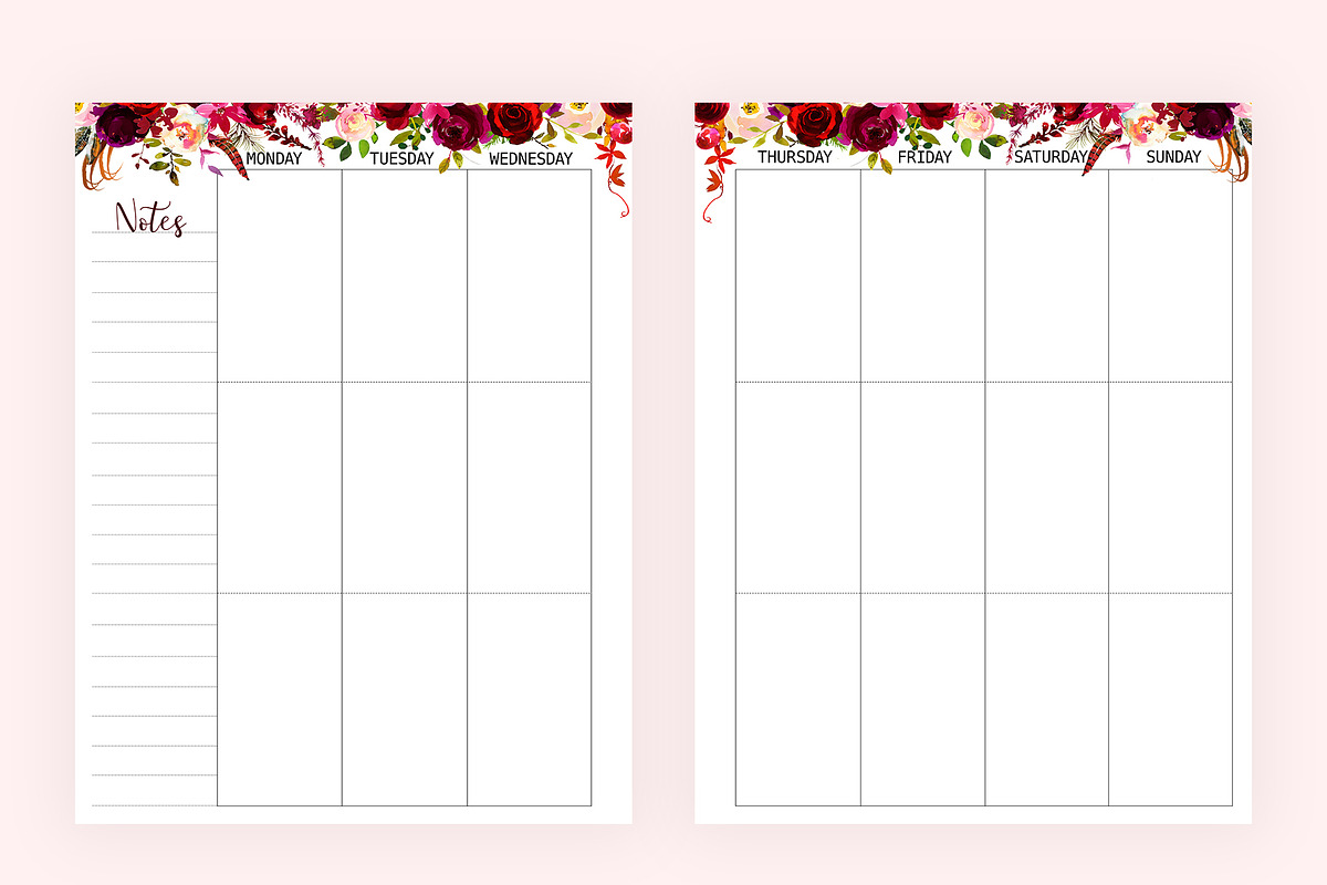 Weekly Planner Inserts 8.5x11 Boho, a Stationery Template by EasyLifePlanners (Photo 3 of 4)