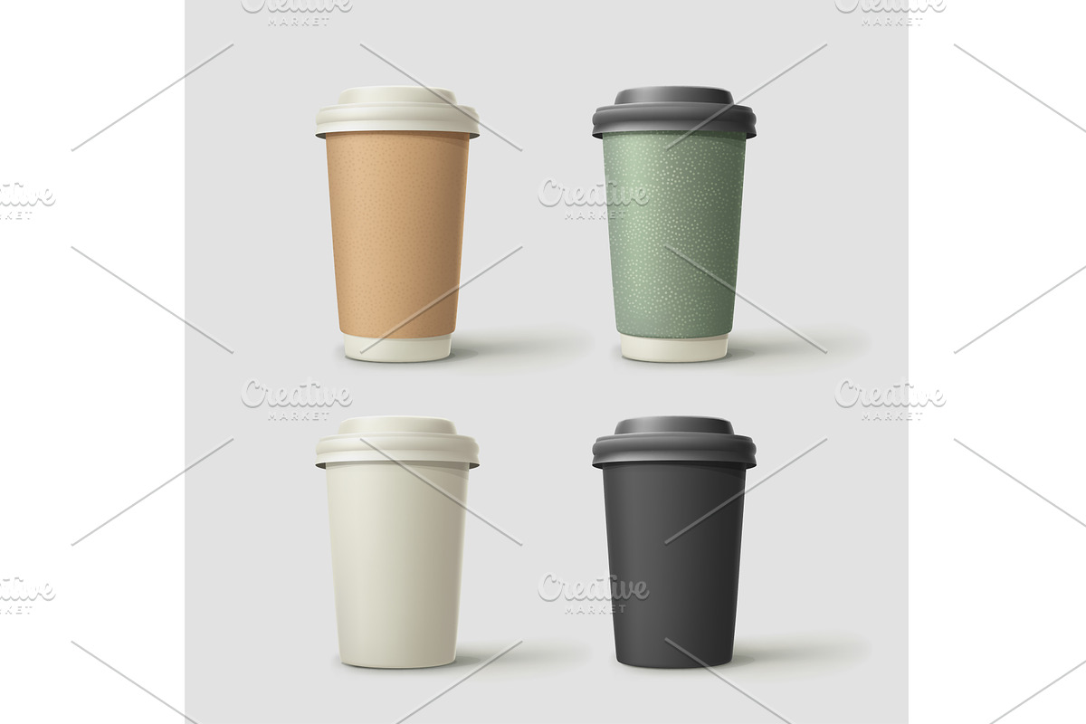 realistic eco cups of coffee in set, a Food Illustration by IfH
