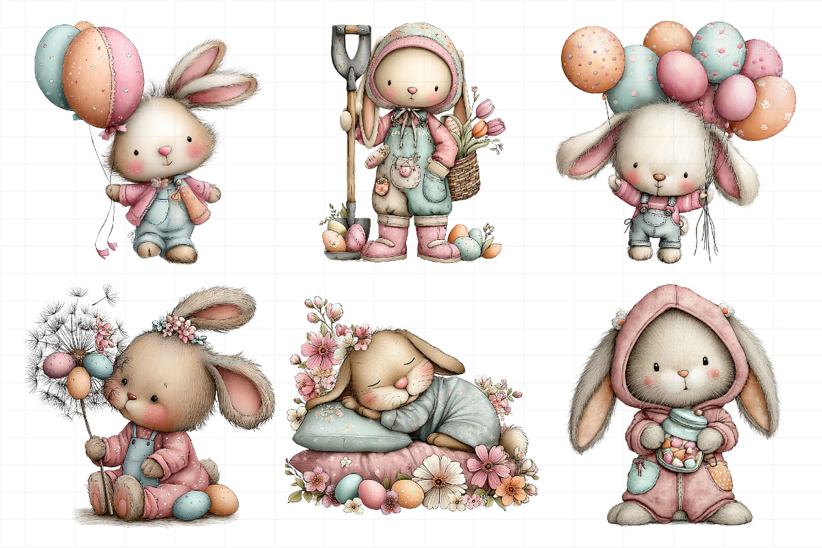 Whimsical Easter Bunny Clipart, an Illustration by Daily.Designs (Photo 8 of 8)