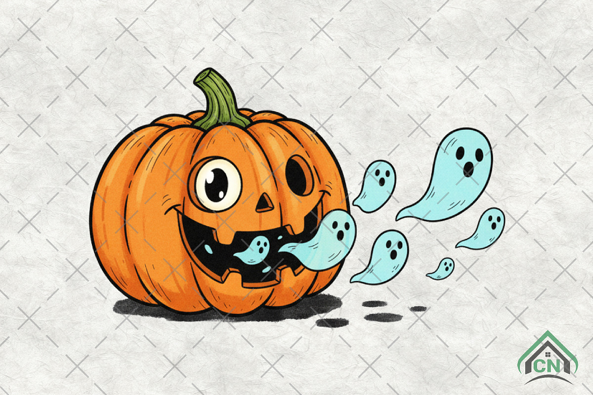 Halloween Pumpkin Png Cute Ghost, an Illustration by Craft Nest (Photo 1 of 6)