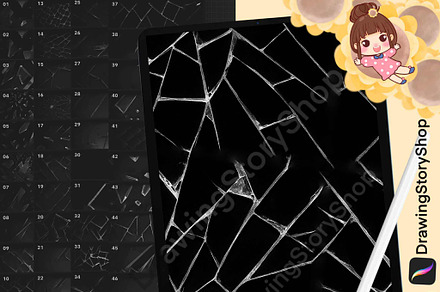 100 Procreate Broken Glass Stamp