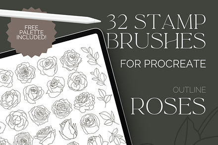 Rose Stamp Brushes for Procreate, a Brush Add-On by Aure Design Co