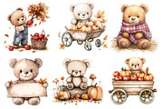 Watercolor Autumn Teddy Bear Clipart, an Illustration by Watercolor design (Thumbnail 3 of 4)