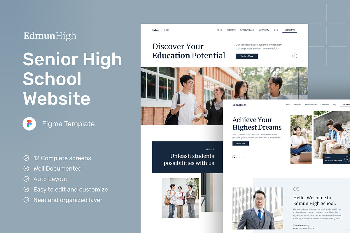 Senior High School Website, an UI Kit Template by peterdraw (Photo 1 of 9)