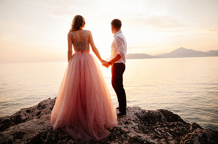 Honeymoon couple relax on beach stock photo containing abstract and beach, a Person Photo by Olyryk & Aglo