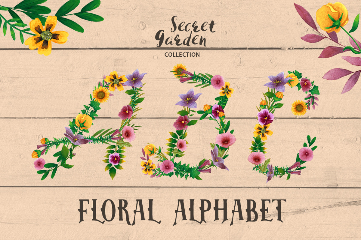 Floral Alphabet - Secret Garden, a Decorative Illustration by Lisa's Balcony (Photo 1 of 5)