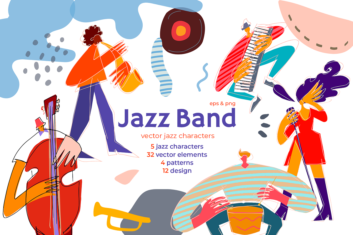 Jazz band modern characters, a Person Illustration by PixelAesthetic (Photo 1 of 6)