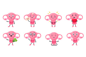 Cartoon uterus. Womb cute character, a Healthcare Illustration by Stock-Smart-Start