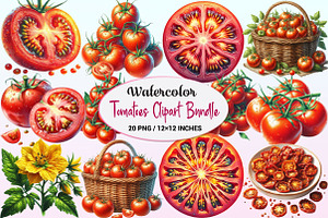 Watercolor Tomatoes Clipart, a Graphic by CitraGraphics