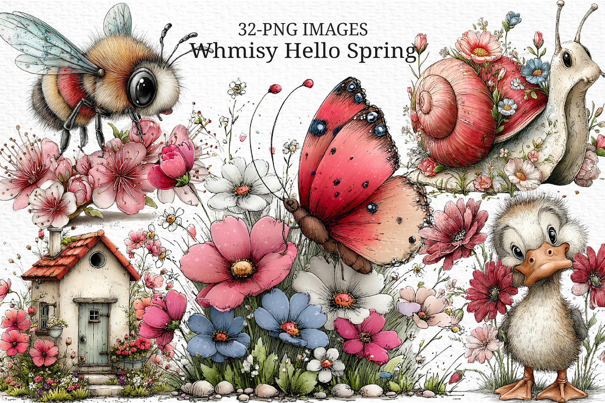 Whmisy Hello Spring Clipart Png, an Illustration by Craft Nest (Photo 1 of 11)