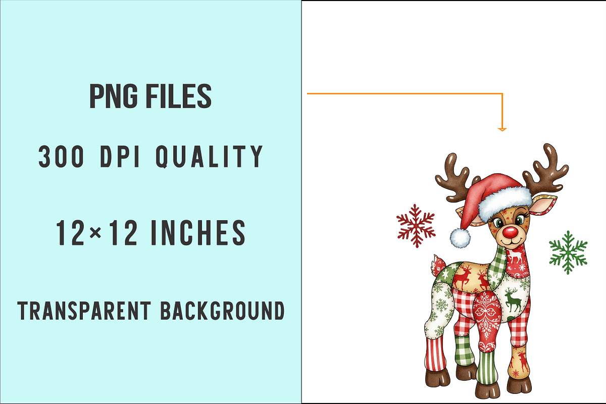Preppy Patchwork Christmas Reindeer, an Illustration by SinaCreation (Photo 6 of 7)