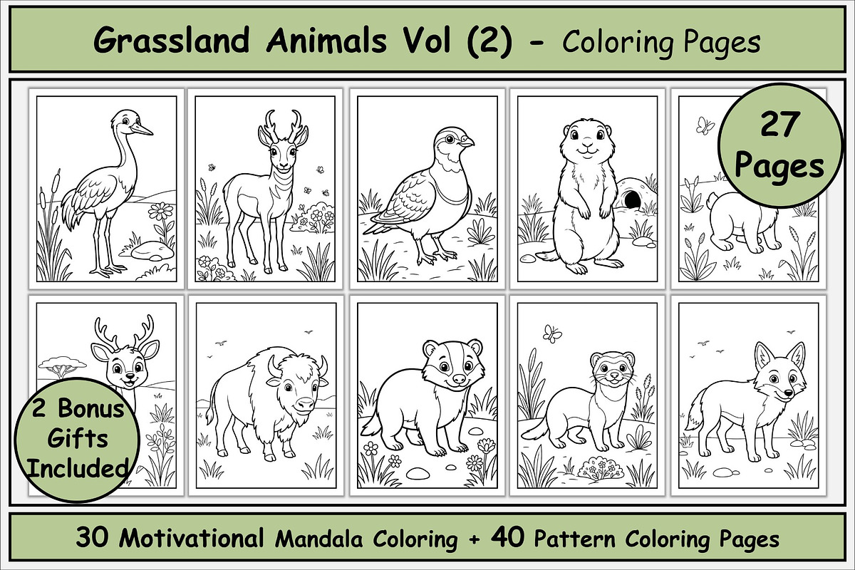 Grassland Animals Coloring Book VOL2, an Animal Illustration by Lamia Emad (Photo 1 of 5)