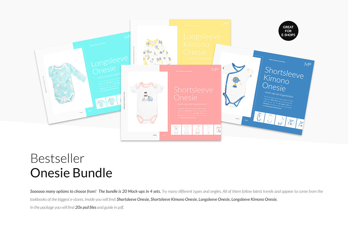 20x Baby Onesies BUNDLE Mock-up Sets, a Books & Magazine Mockup by BlackMocca (Photo 6 of 28)