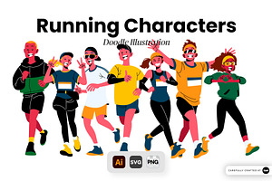 Running Characters Illustration, a Sport Illustration by SLAB! Design