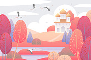 Autumn Landscapes and Foliage Decor, a Decorative Illustration by Valentyna Smordova (Thumbnail 4 of 8)