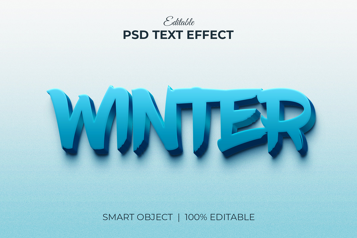 Winter Editable 3d text effect, a Layer Style Add-On by Mondols Graphic