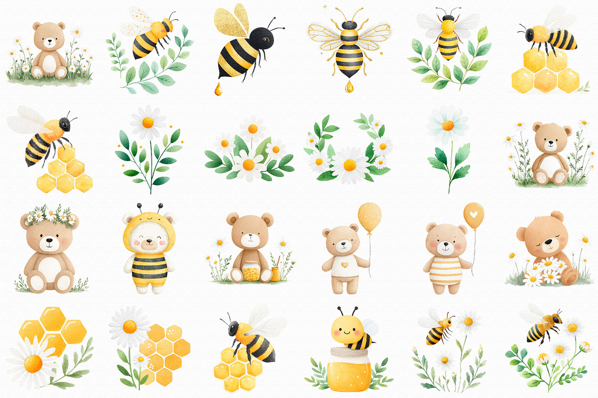 Honey Bee Daisy and Teddy Bear, an Illustration by Libby Wishes (Photo 7 of 7)