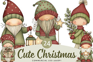 Christmas Gnome Clipart, an Illustration by DreamPrint404