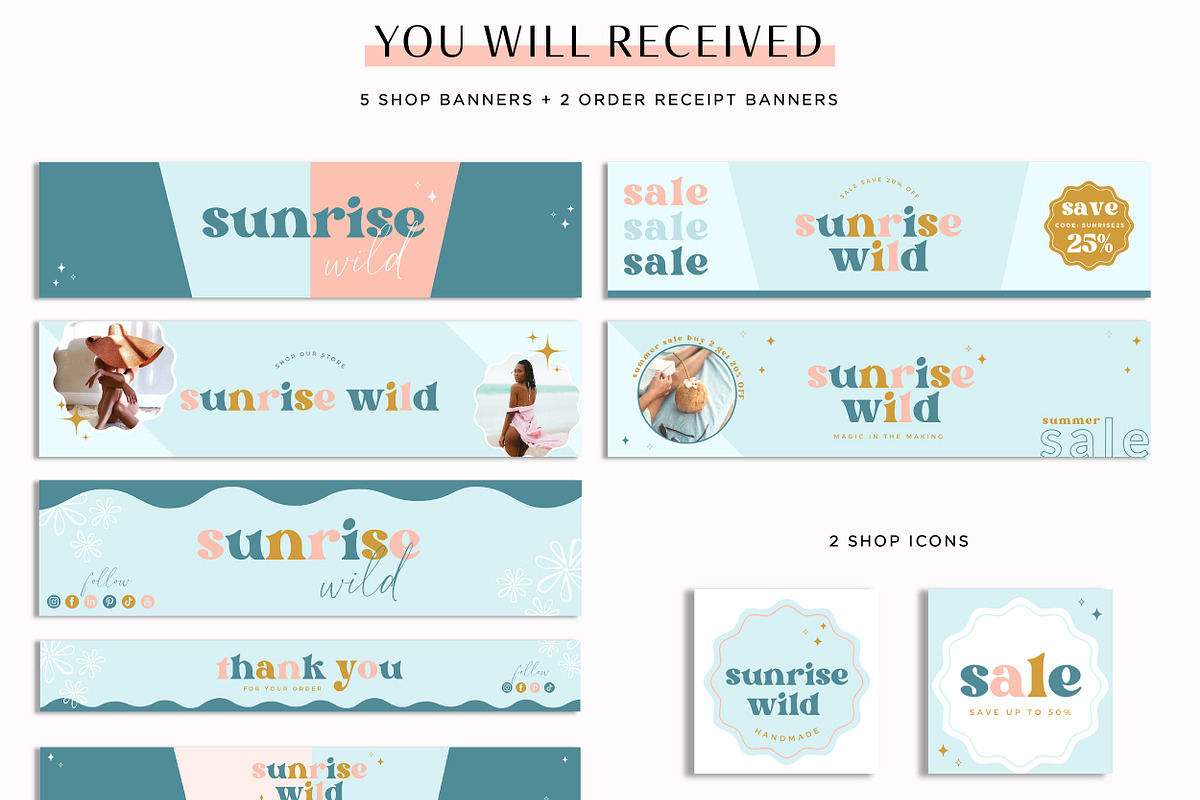 Boho Etsy Success Shop Kit, a Branding & Logo Template by Macarons and Mimosas (Photo 2 of 9)