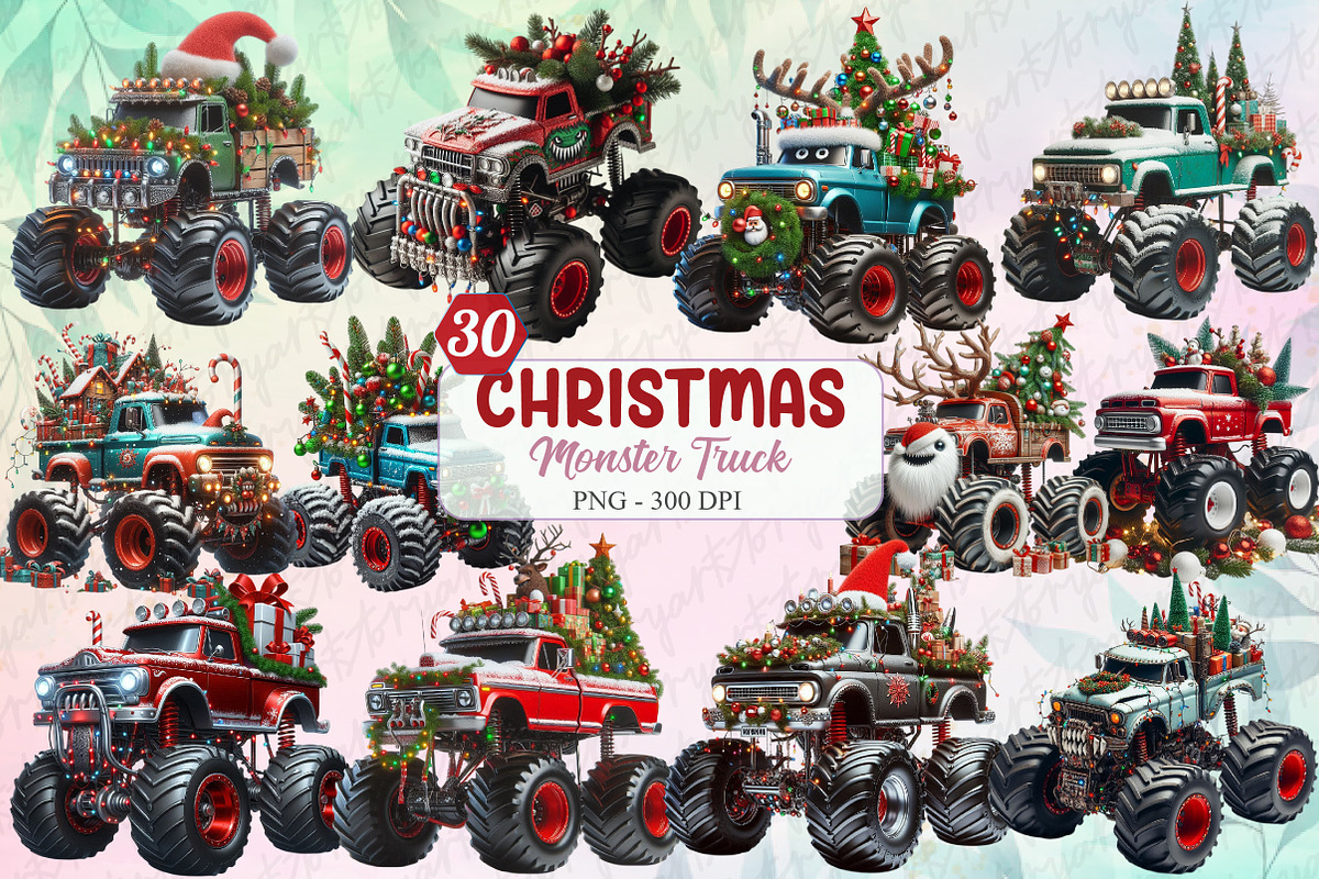 Christmas Monster Truck Sublimation, a Graphic by designcity5 (Photo 1 of 5)