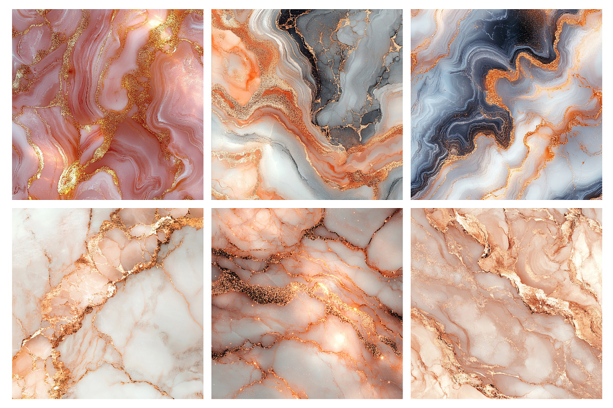 Rose Gold Marble Digital Paper, a Texture Illustration by RobertsArt (Photo 2 of 4)
