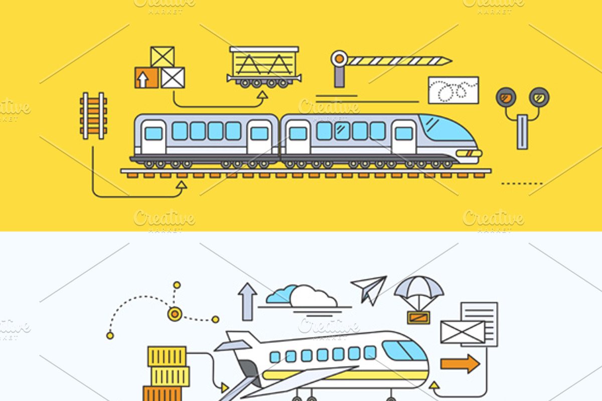 Freight Forwarding Rail by Sea, an Illustration by robuart