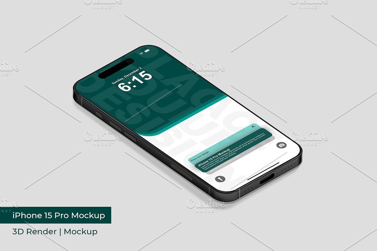 iPhone 15 Pro Mockup | 3D Rendering, an iPhone Mockup by mrfauzi (Photo 14 of 17)