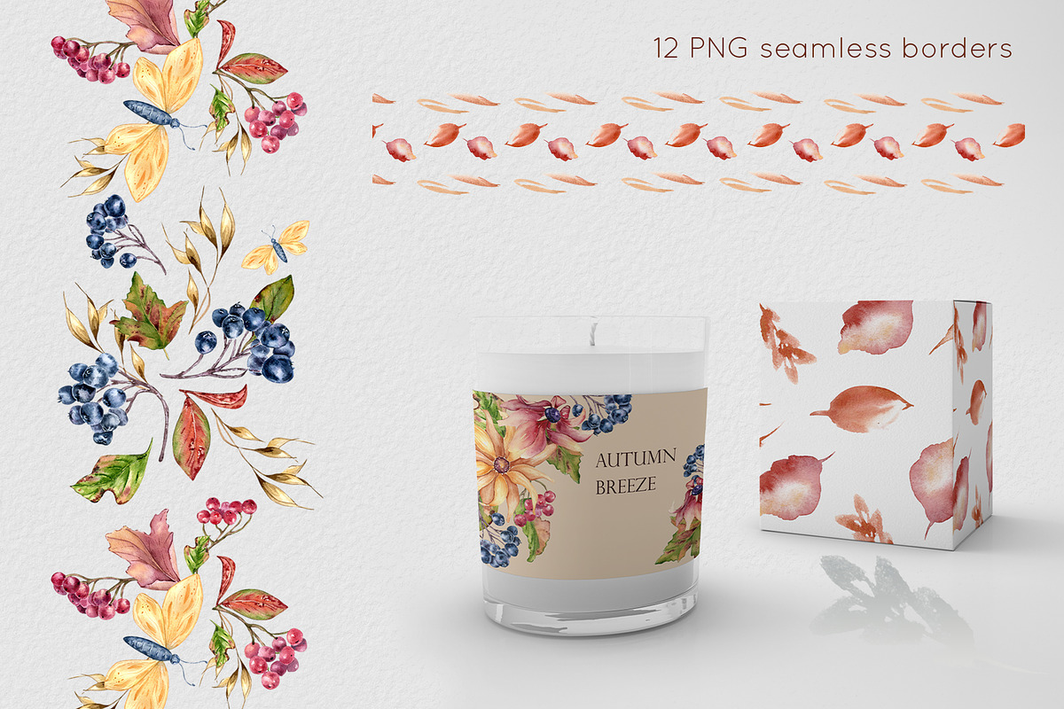 Autumn flowers watercolor clipart, an Illustration by Kate Lanbina (Photo 11 of 22)