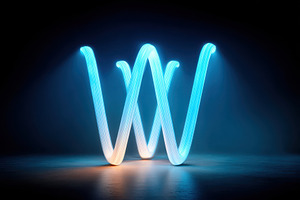 Neon W light sculpture, an Abstract Photo by AlyaAnd