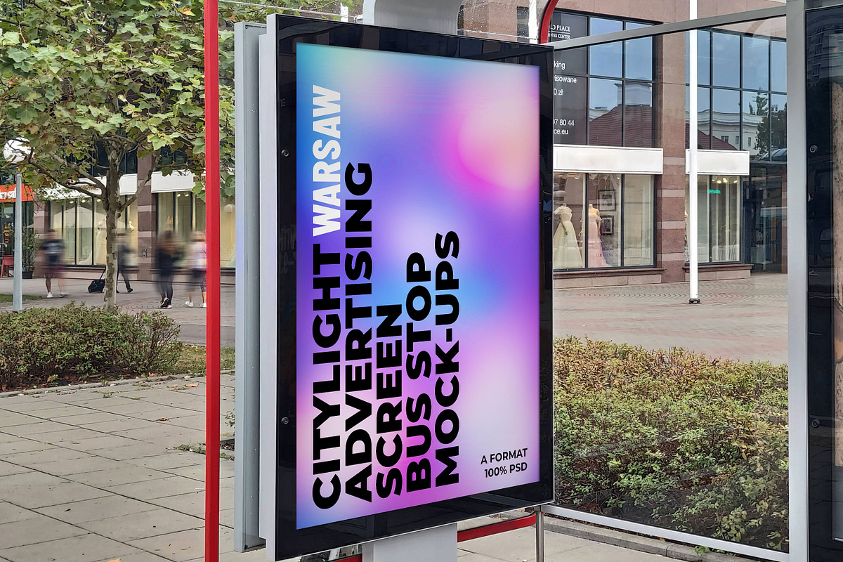 Warsaw Citylight Ad Bus Stop 12 v2, an Advertising Mockup by Graphic Shelter (Photo 6 of 8)