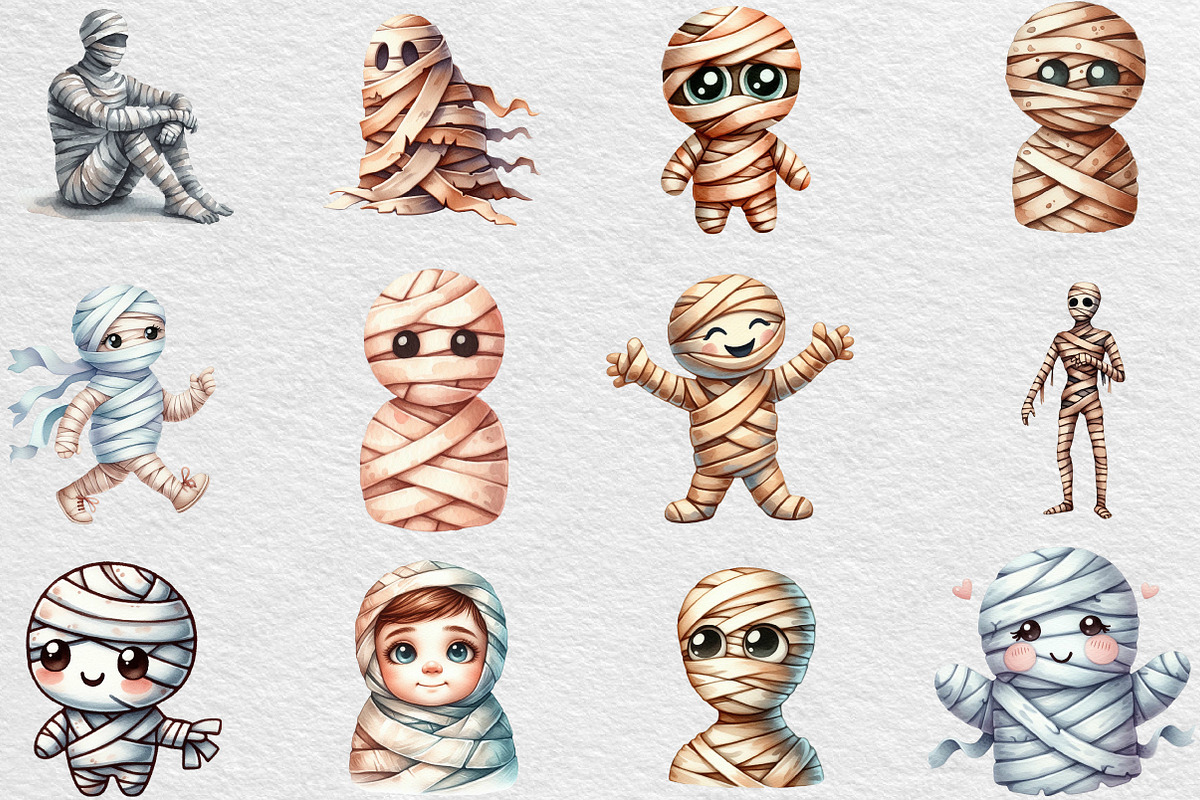 Minimalist Halloween Mummy Clipart, an Illustration by Black Bird Studio (Photo 3 of 6)