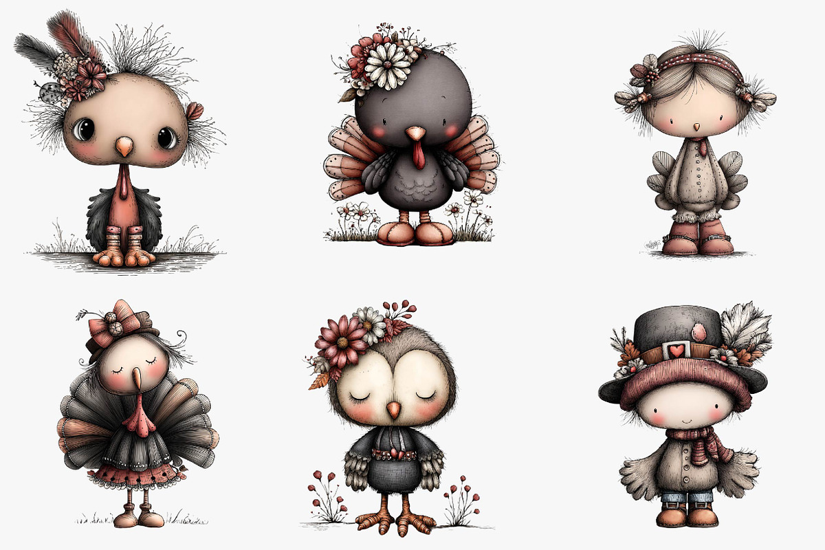 Whimsical Thanksgiving Clipart, an Illustration by CreationArt (Photo 3 of 5)