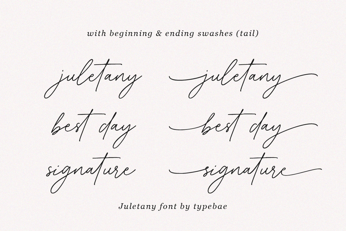 Juletany Signature Script Font, a Script Font by Typebae (Photo 2 of 9)