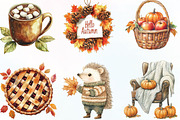 Watercolor Hello Autumn Clipart, an Illustration by CraftArtStudio (Thumbnail 3 of 6)