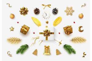 Set realistic Christmas objects, an Object Graphic by Modern vector