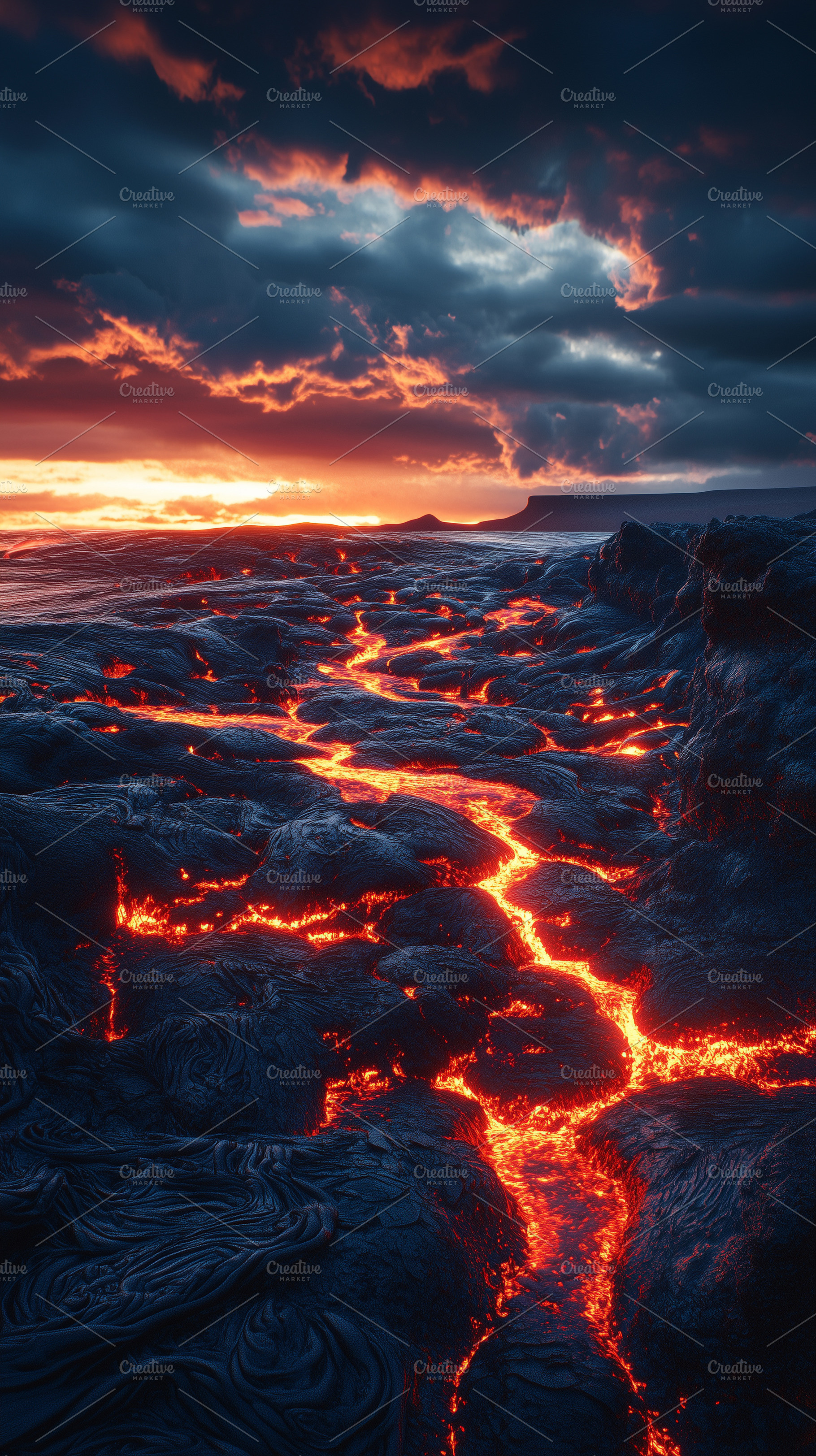 Molten lava flows through a rugged, a Nature Photo by MistyDay