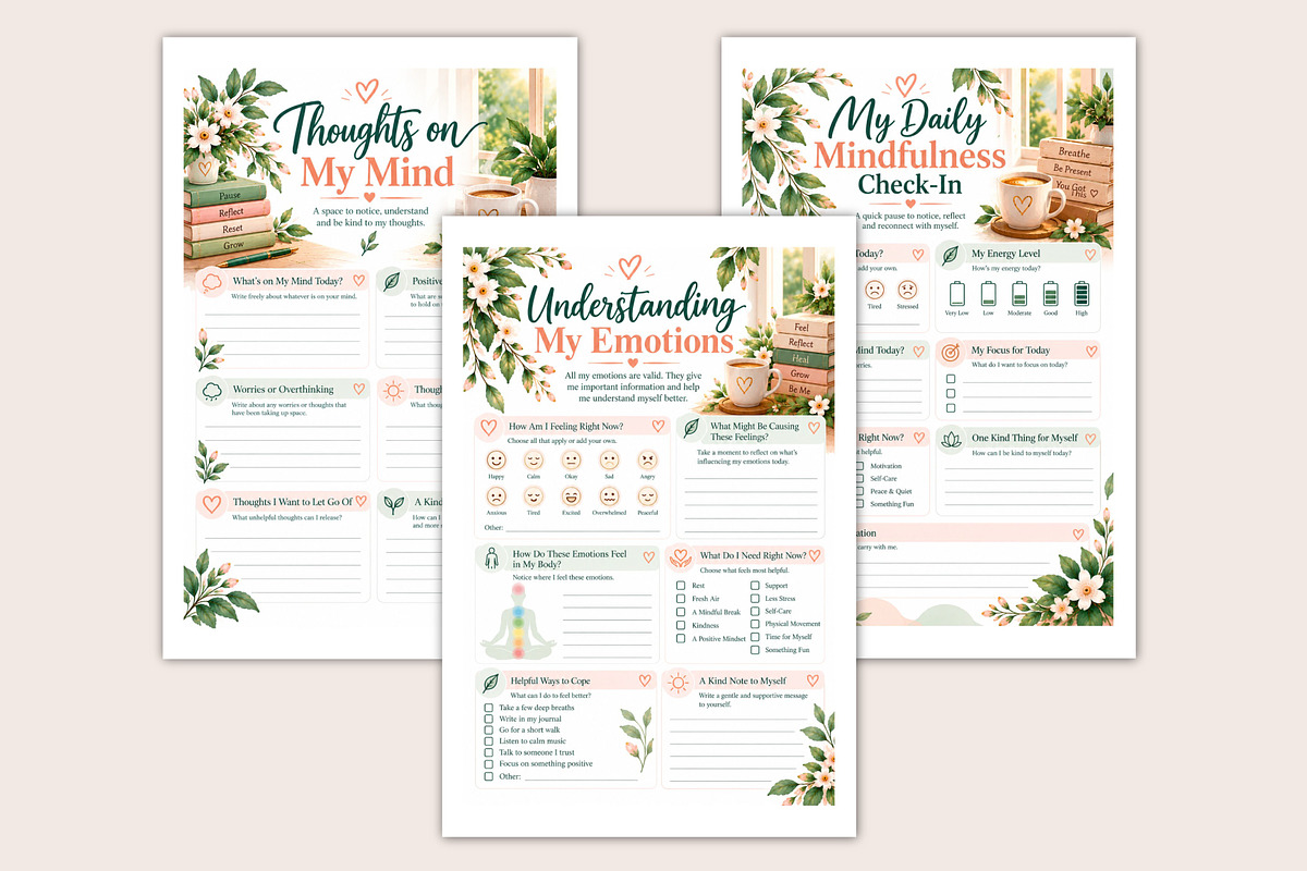 Mindful Notebook for Daily Journal, a Stationery Template by Designmela01 (Photo 3 of 5)