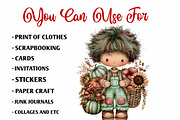Whimsical Fall Little Boy Clipart, a Seasonal Illustration by fashionaddict (Thumbnail 6 of 7)