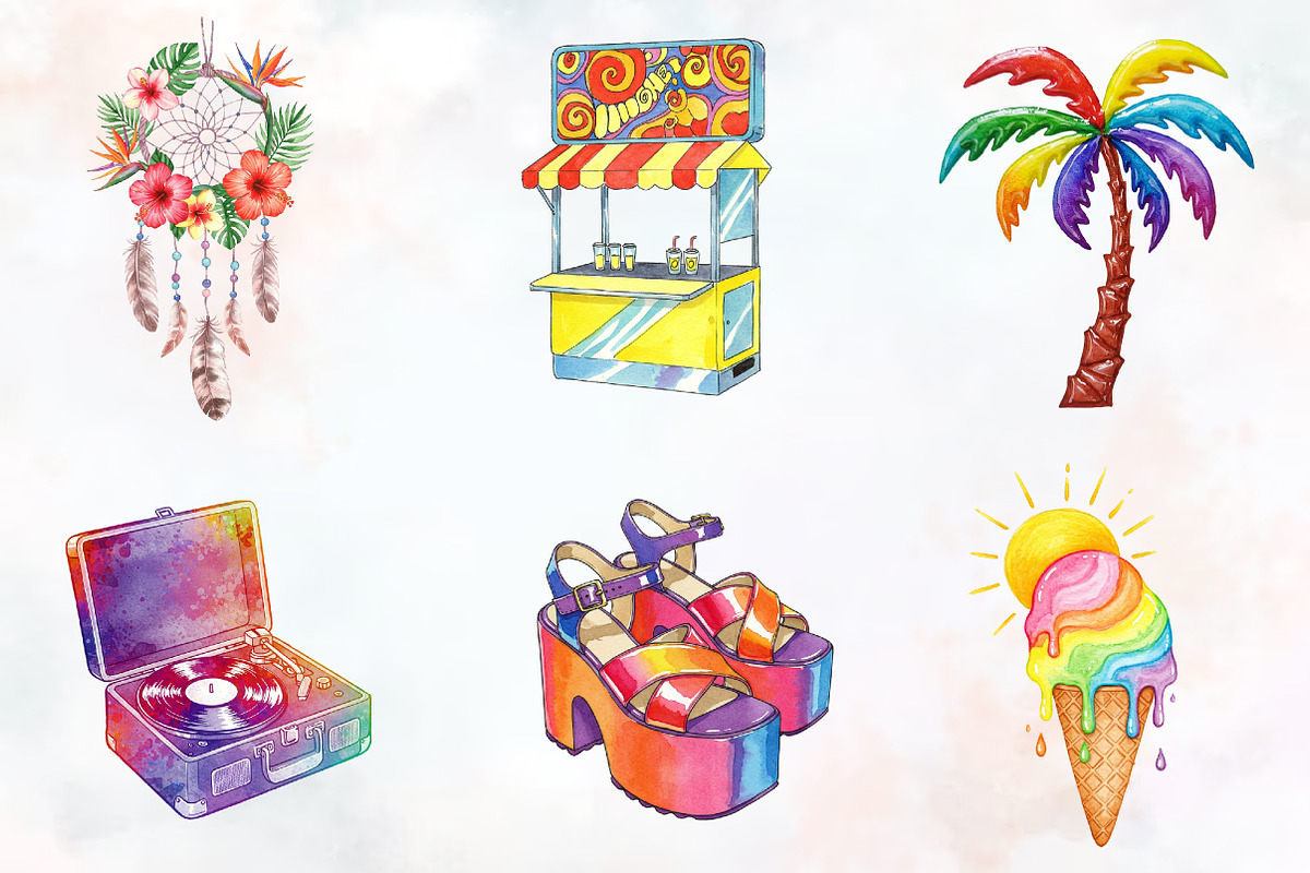 Retro Groovy Summer Clipart, an Illustration by RobertsArt (Photo 4 of 7)