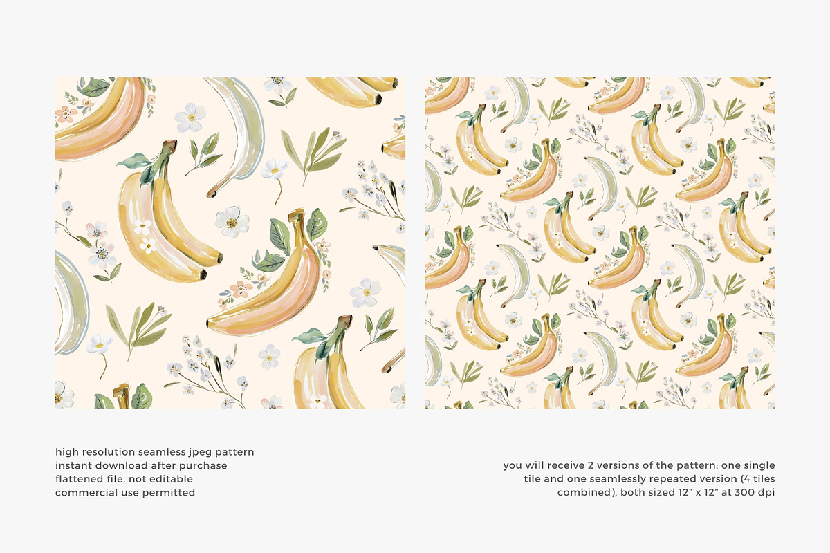 Banana floral seamless pattern, a Pattern Graphic by Pink Studio Art (Photo 3 of 4)