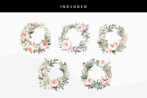 Floral Wedding Clipart, Blush Pink