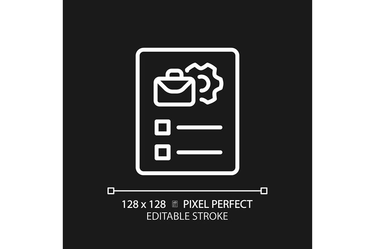 Job description pixel perfect white, an Outline Icon by IMG Visuals