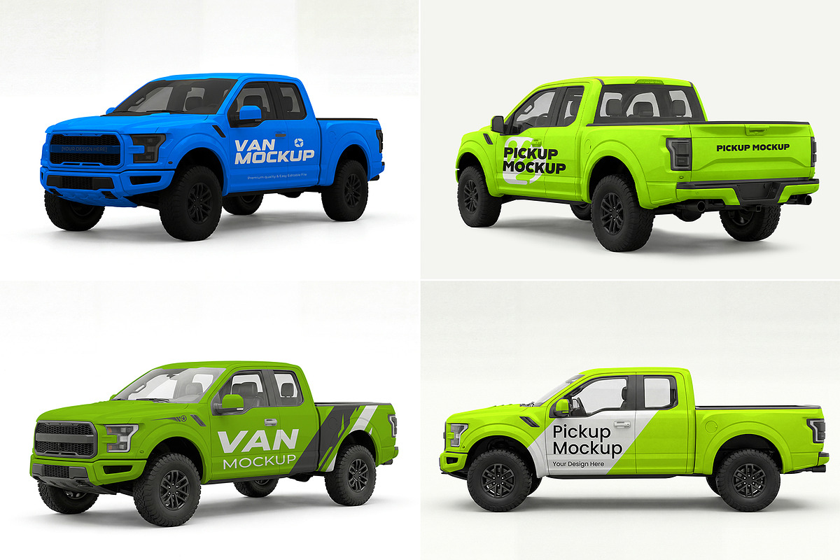 Pickup Truck & Delivery Van Mockup, an Advertising Mockup by graphypix (Photo 1 of 15)