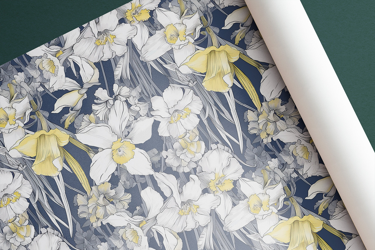 DAFFODIL & IRIS Seamless Pattern 03, a Pattern Graphic by AYAKA Studio Co. (Photo 2 of 6)