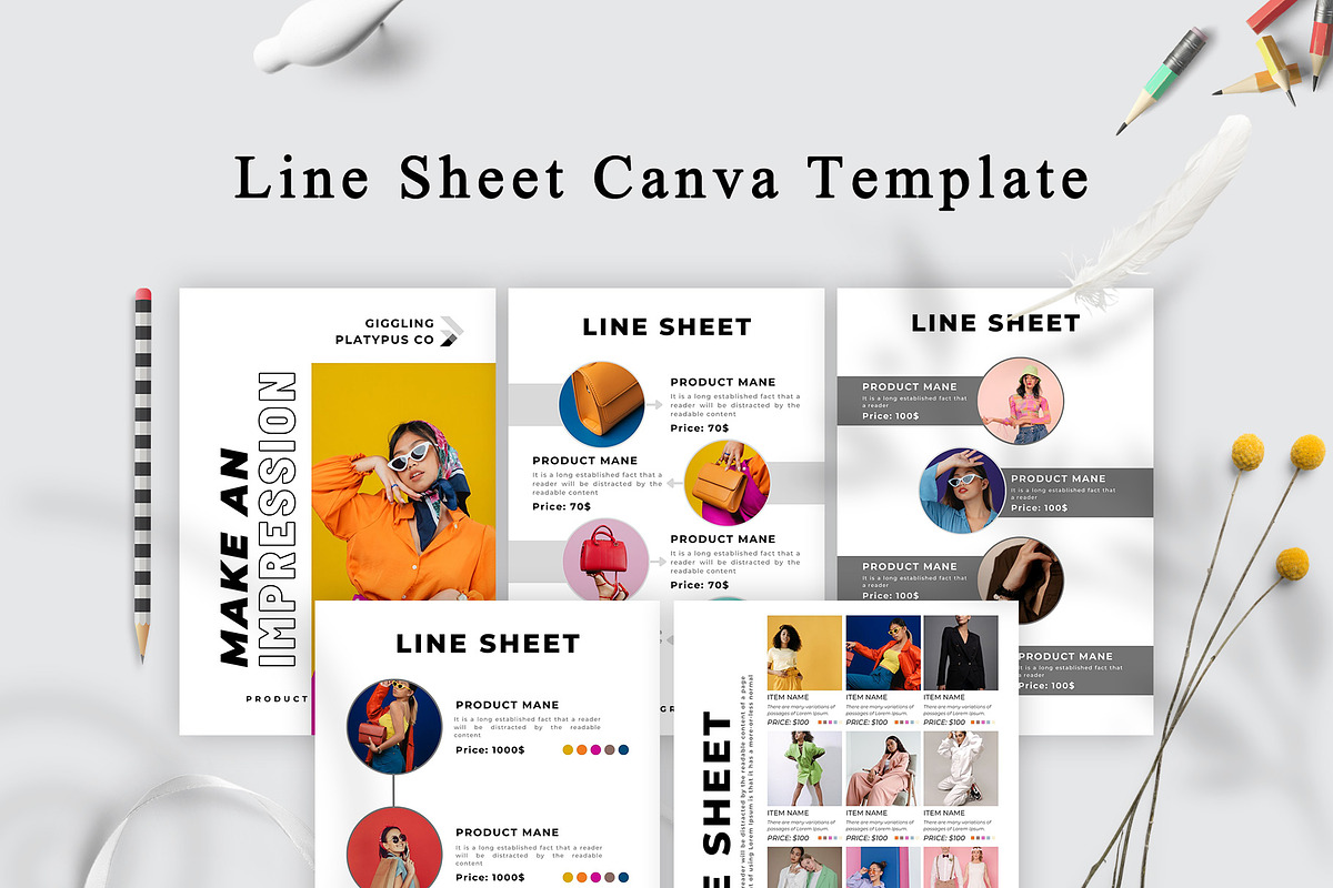 Wholesale Catalog/Line Sheet Canva, a Stationery Template by Graphic Fabrica (Photo 1 of 9)
